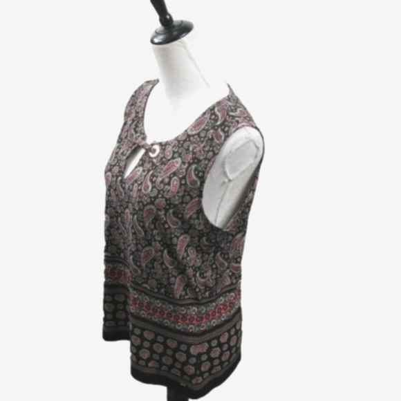 Tommy Hilfiger Pink/Black Paisley Sleeveless Top Size Large - Picture 2 of 4